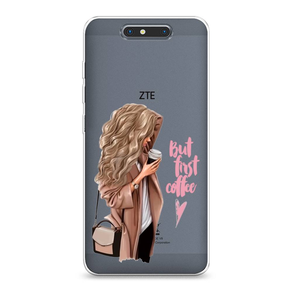 

Силиконовый чехол "Девушка с кофе" на ZTE Blade V8, Девушка с кофе