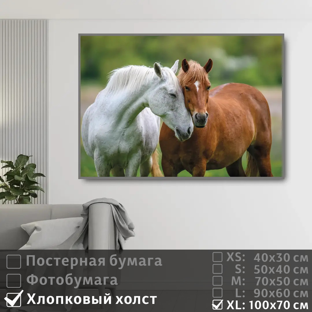 

Постер на холсте ПолиЦентр Две лошади 100х70 см, ДвеЛошади1