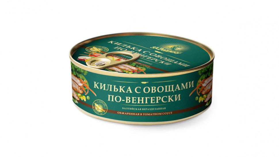 

Килька балтийская За Родину обжаренная в томатном соусе по-венгерски ключ, 240 г х 6 шт