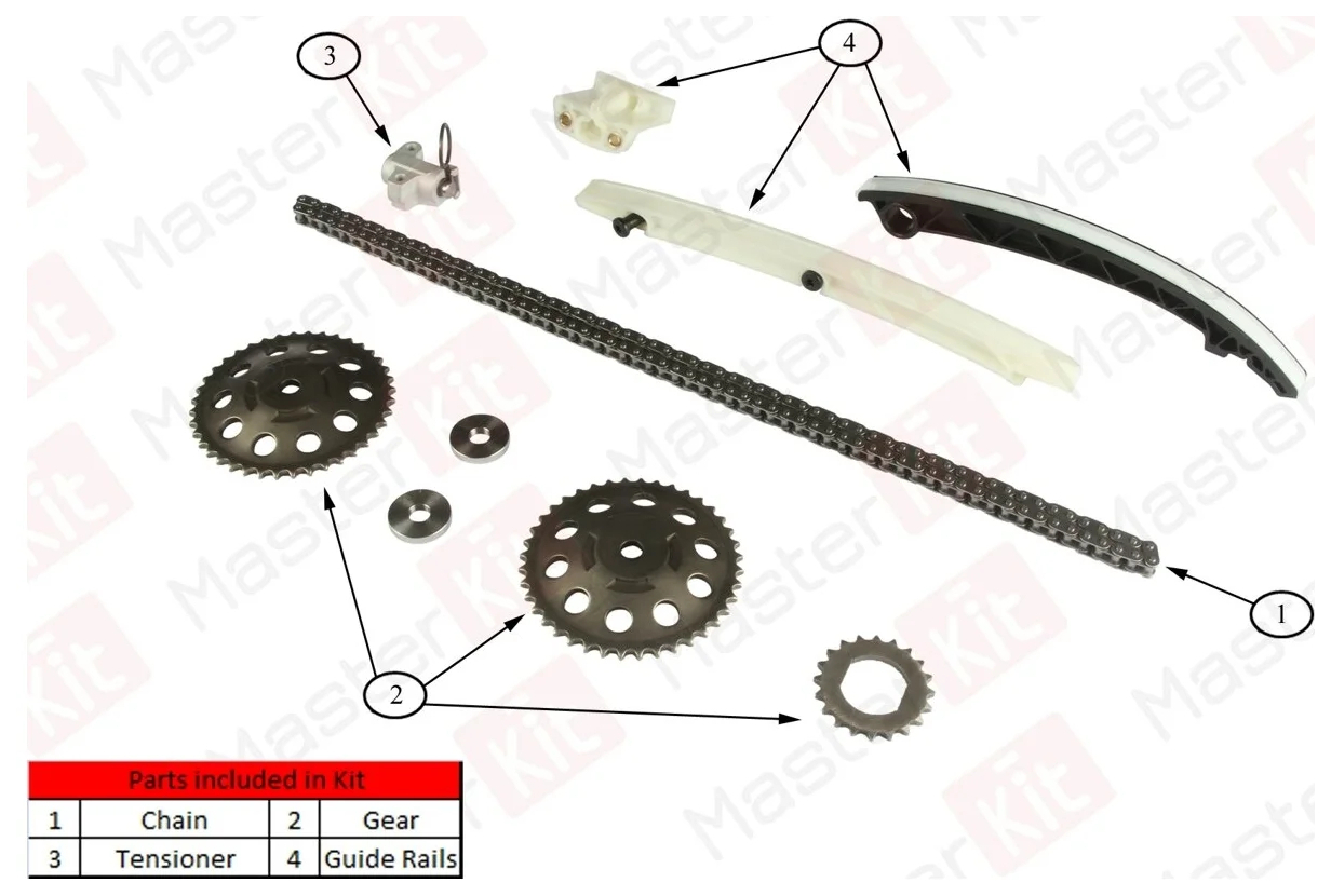 

К-т ГРМ MASTERKIT 77B0027FK со звёздочками OPEL:Astra 1.0i-1.4i Z10XE/X12XE