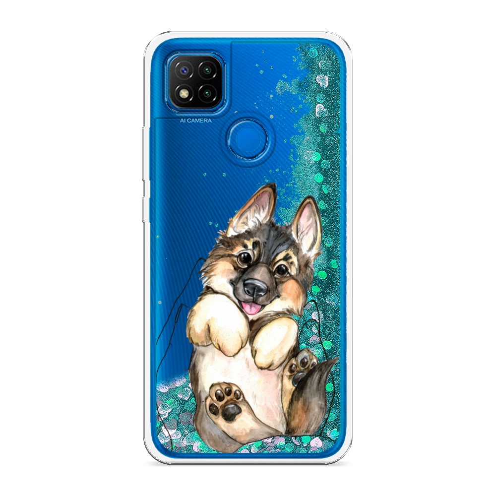 

Жидкий чехол с блестками "Овчарка в ладошках" на Xiaomi Redmi 9C