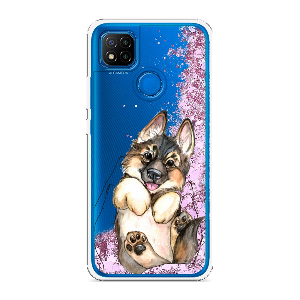 

Жидкий чехол с блестками "Овчарка в ладошках" на Xiaomi Redmi 9C