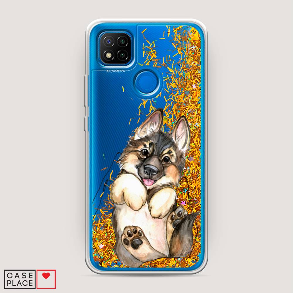 

Жидкий чехол с блестками "Овчарка в ладошках" на Xiaomi Redmi 9C, 39090-1