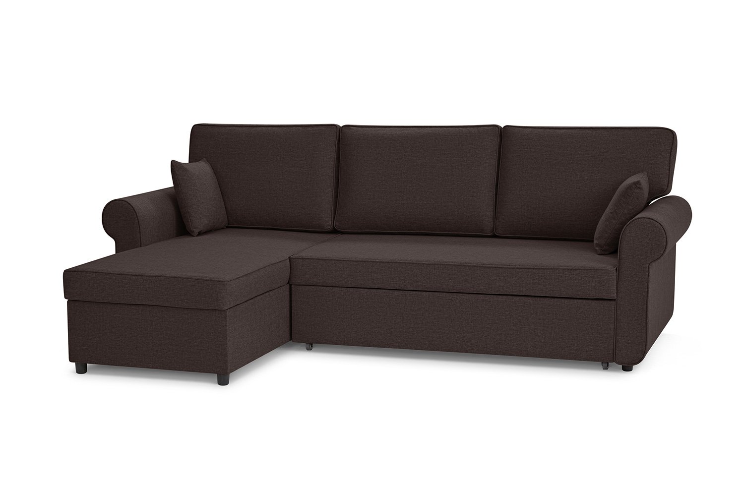 фото Угловой диван-кровать вмм рейн универсальный угол 241х153х89 см, кофейный