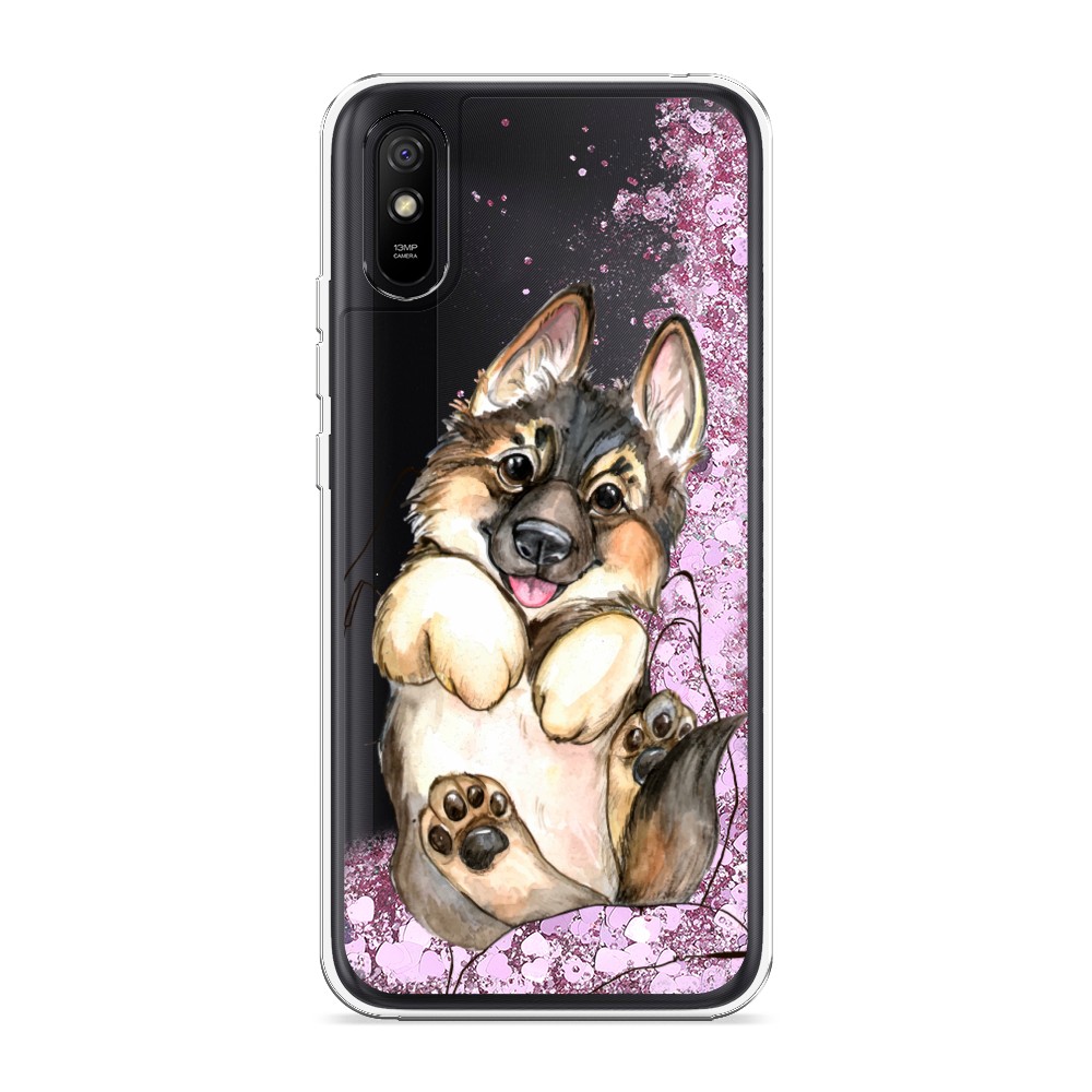 

Жидкий чехол с блестками "Овчарка в ладошках" на Xiaomi Redmi 9A, 38994-1