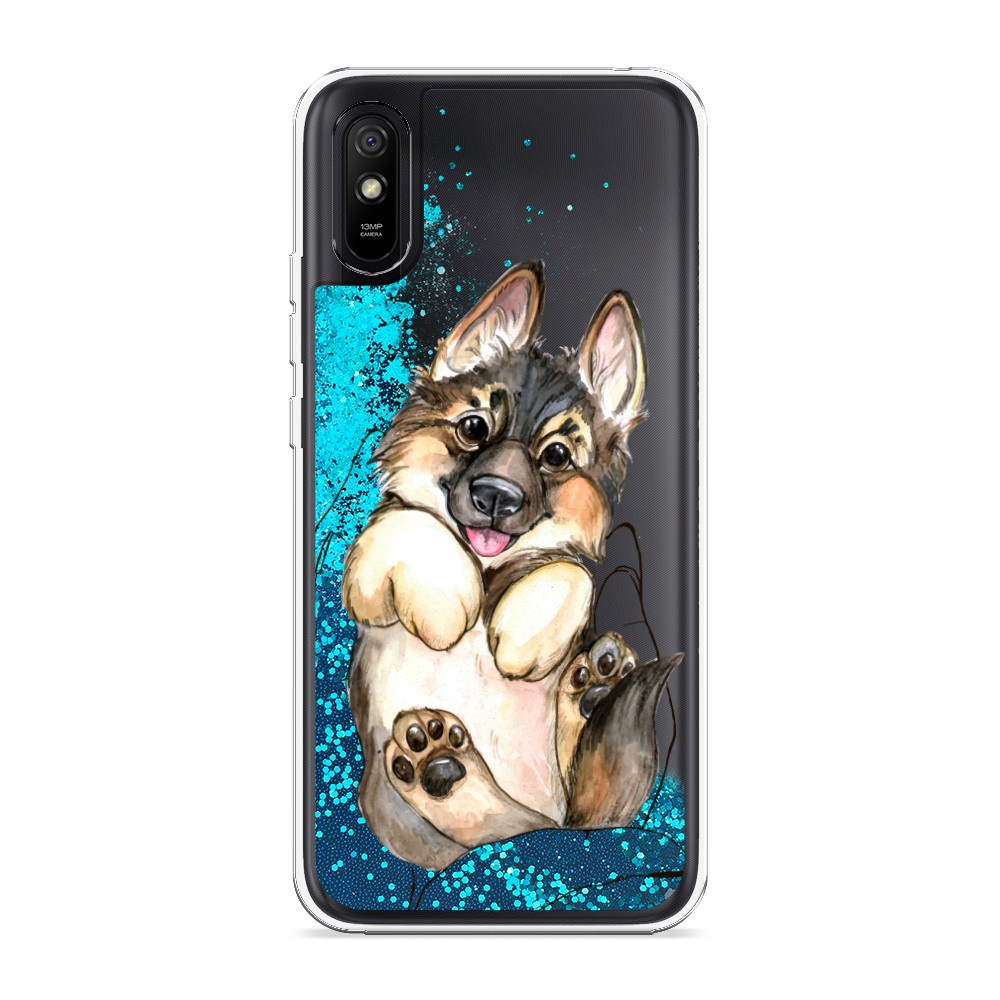 

Жидкий чехол с блестками "Овчарка в ладошках" на Xiaomi Redmi 9A, 38993-1