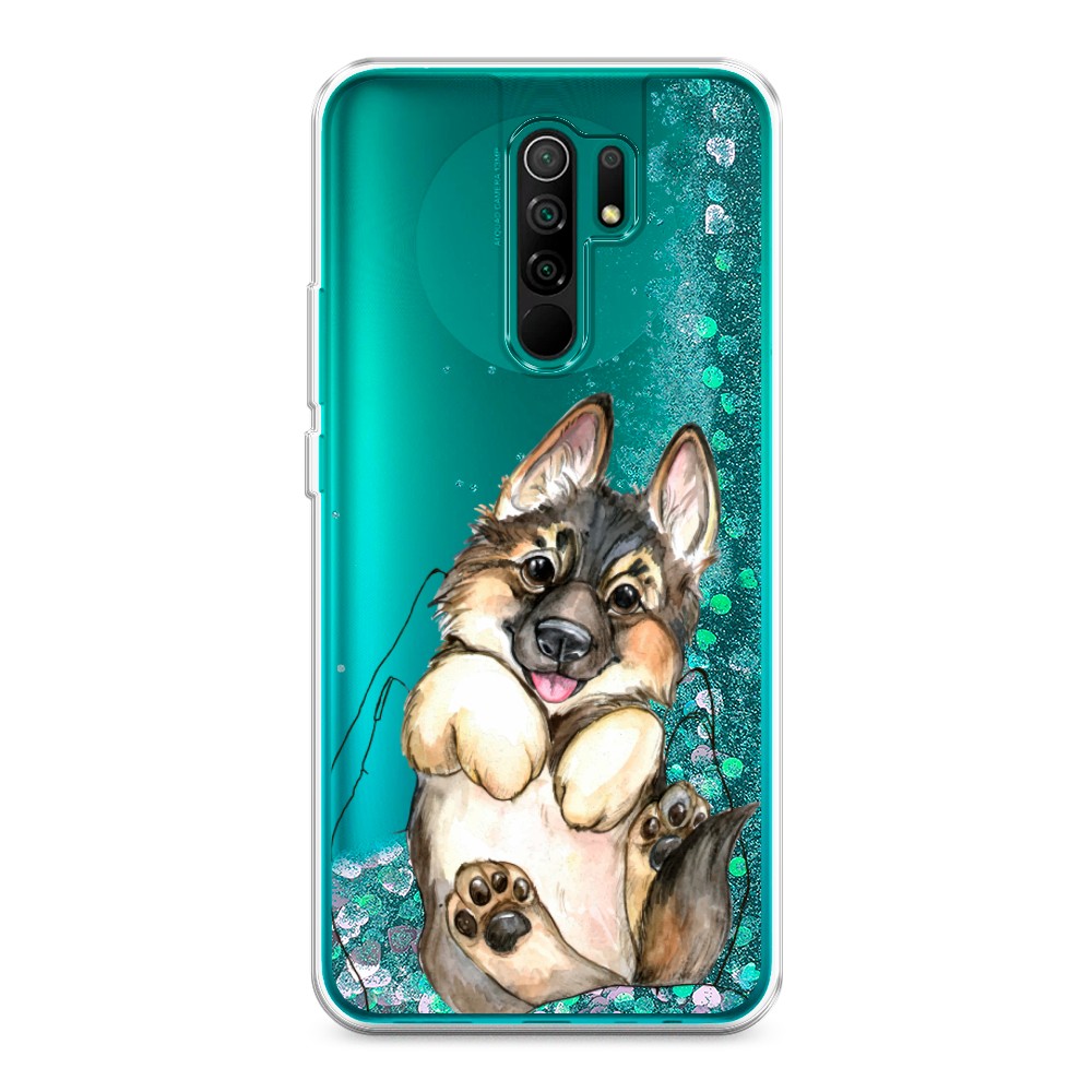 

Жидкий чехол с блестками "Овчарка в ладошках" на Xiaomi Redmi 9, 38395-1