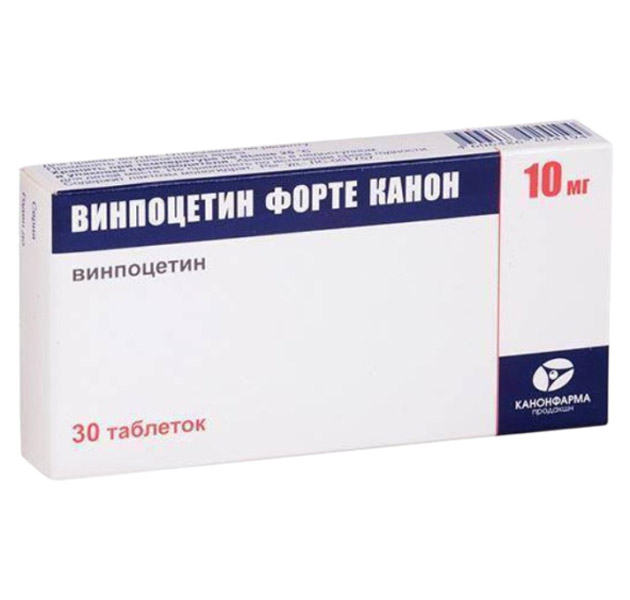 Купить Винпоцетин Форте таблетки 10 мг 30 шт., Канонфарма продакшн ЗАО
