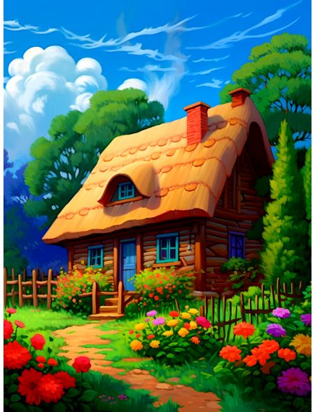 

Алмазная мозаика на подрамнике Домик, 50x40 см, 50 цветов, 85380, ПРА-814