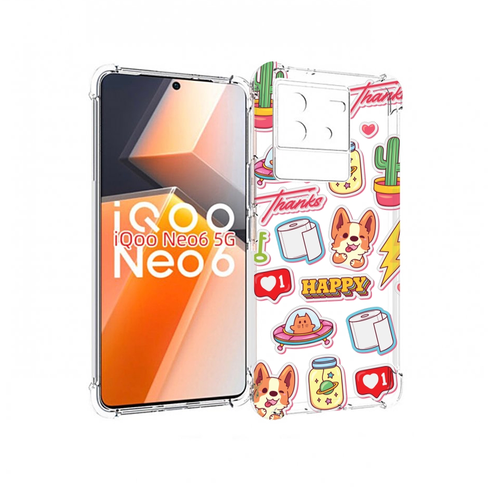 

Чехол MyPads милые-стикеры-корги для Vivo iQoo Neo 6 5G, Прозрачный, Tocco