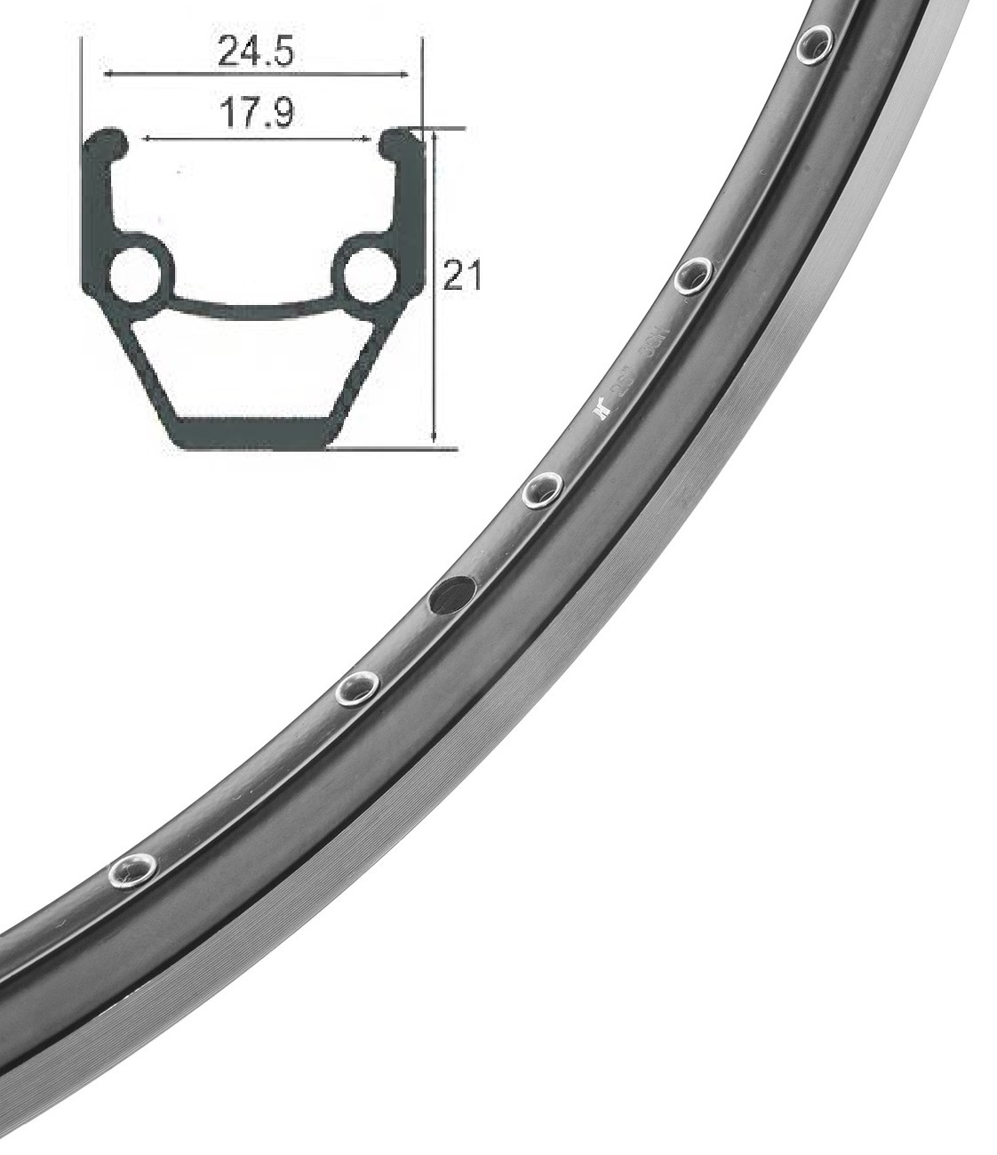 Обод 27.5" HLQC-02AB алюм., фрезер.14Gх32Н/330140 600001562967 серебристый