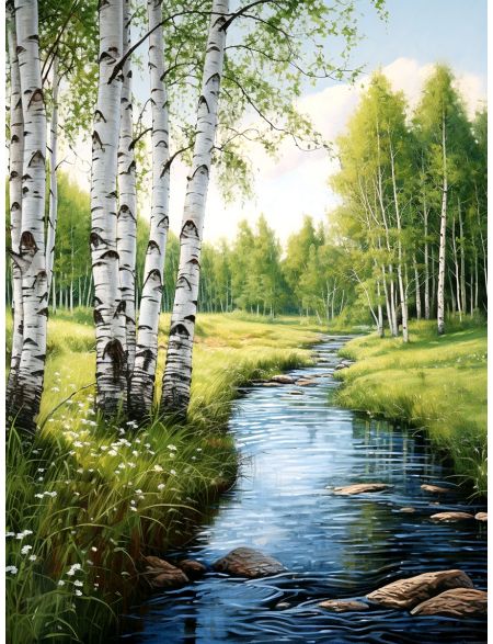 

Алмазная мозаика на подрамнике Ручей, 50x40 см, 50 цветов, 85360, ПРА-812