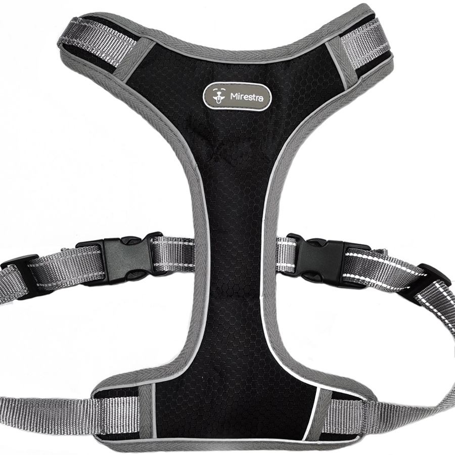 Шлейка для собак Mirestra, прогулочная, черный, нейлон, размер L