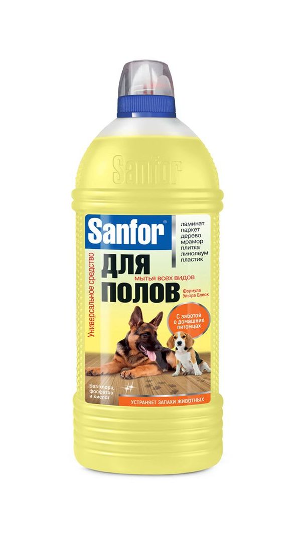 Жидкость Sanfor Ультра Блеск забота о домашних питомцах для мытья полов 1 л