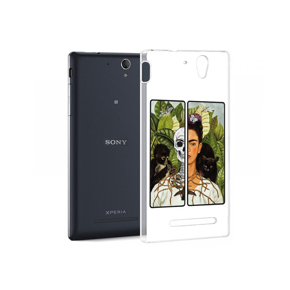 

Чехол MyPads Tocco для Sony Xperia C5 Ultra сдвоенная картинка девушка скелет, Прозрачный, Tocco