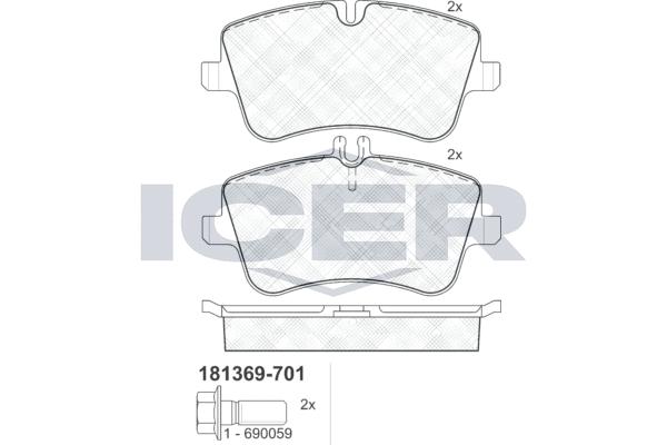 

Комплект тормозных колодок ICER 181369701