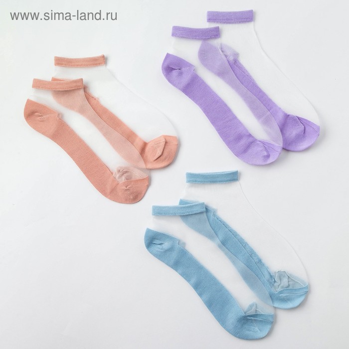 Комплект носков женский MINAKU 4112936 розовый; голубой; фиолетовый 35-37