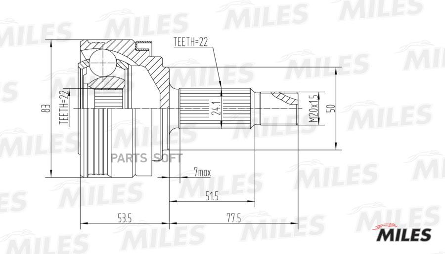 

Шрус Lada 110-112/08-099 1.1-1.5 86- Нар. Miles арт. GA20195