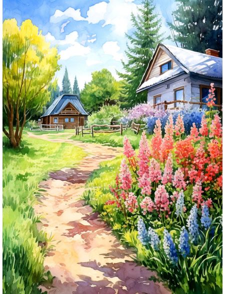 

Алмазная мозаика без подрамника Дачный домик, 25x20 см, 40 цветов, 85296, РА-806