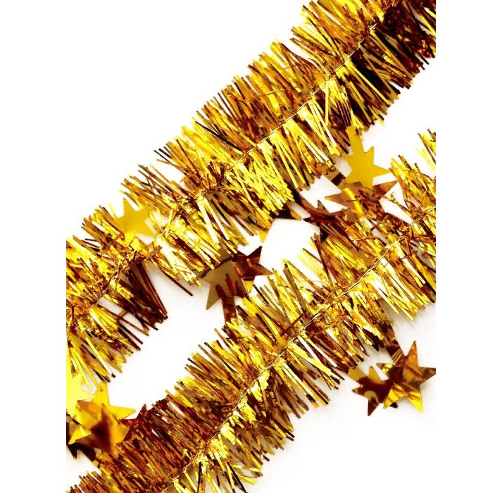 фото Мишура новогодняя magic time золотые звезды 200 х 5 см