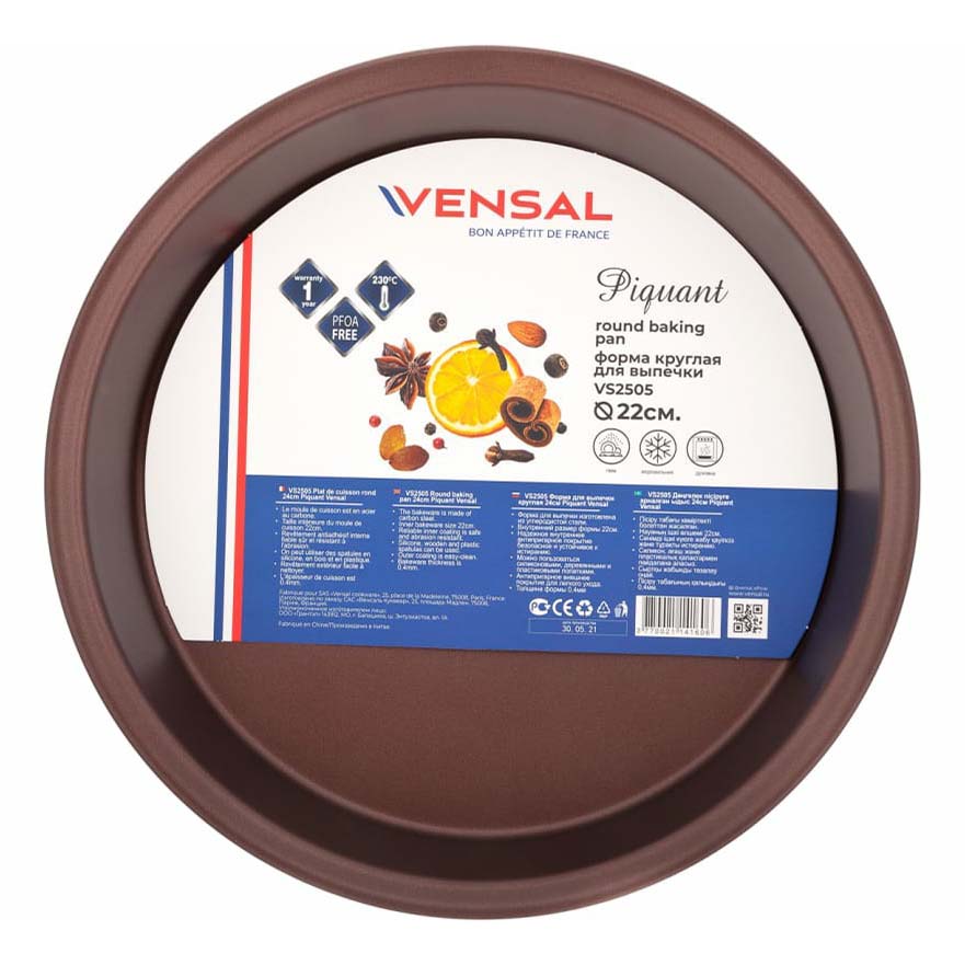 

Форма для выпечки Vensal Piquant круглая 22 см, Коричневый