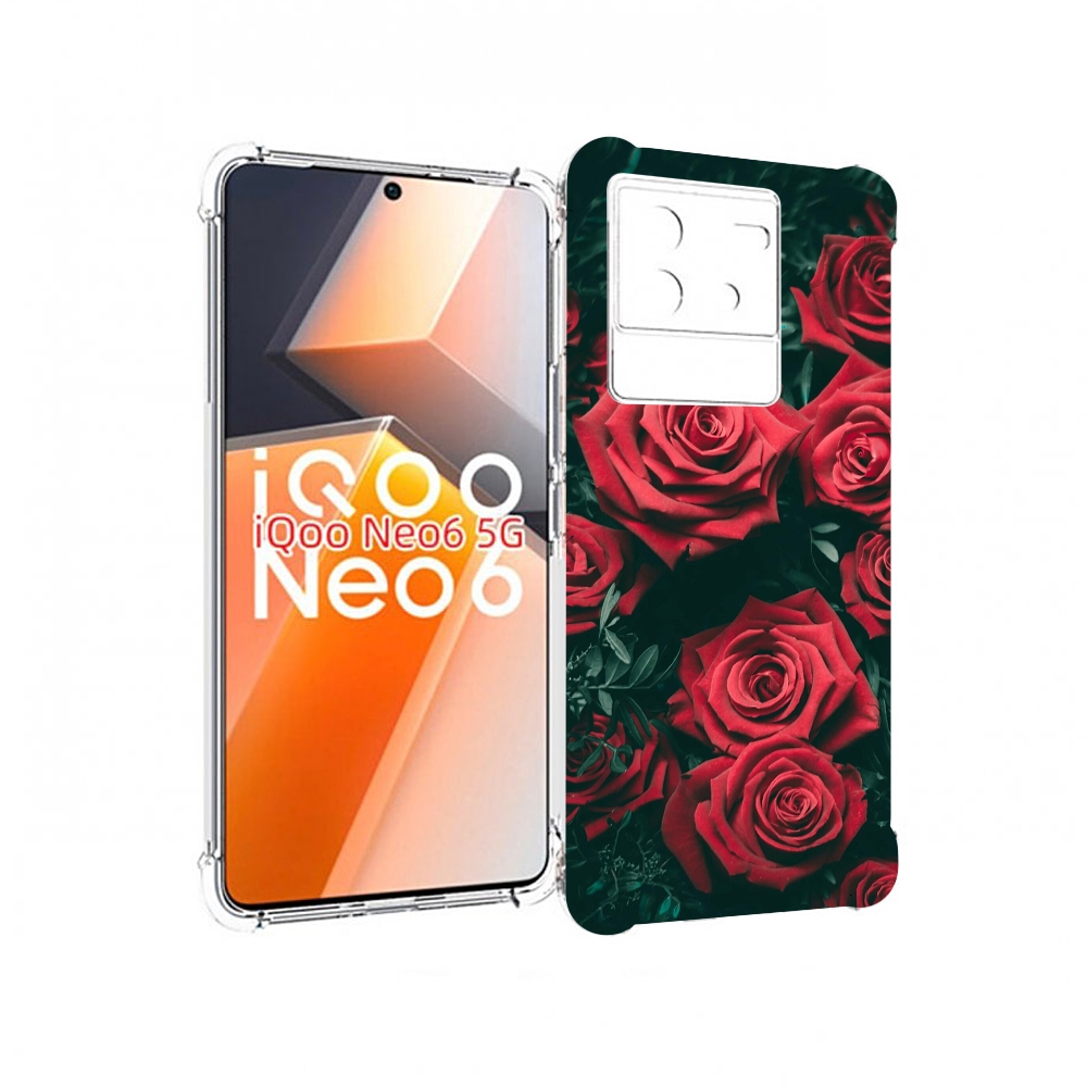 

Чехол MyPads красные-бархатные-розы для Vivo iQoo Neo 6 5G, Прозрачный, Tocco