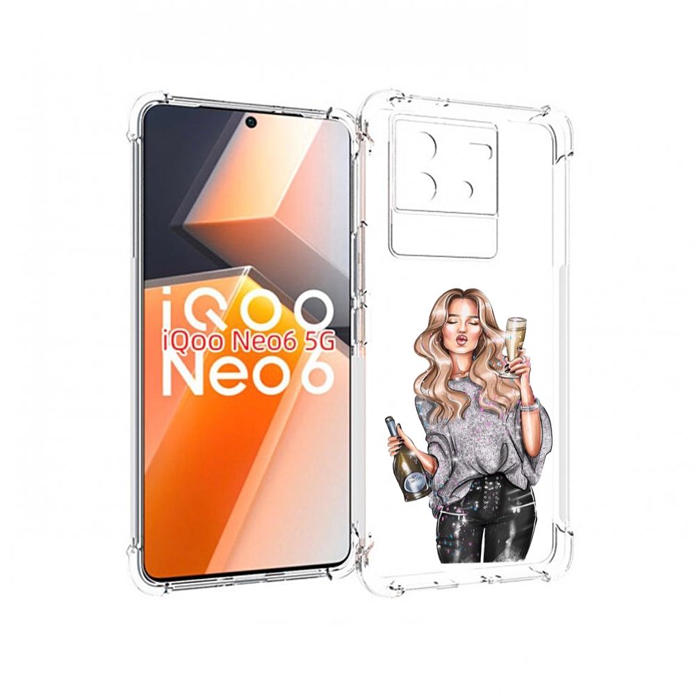 

Чехол MyPads красивая-любительница-шампанского женский для Vivo iQoo Neo 6 5G, Прозрачный, Tocco