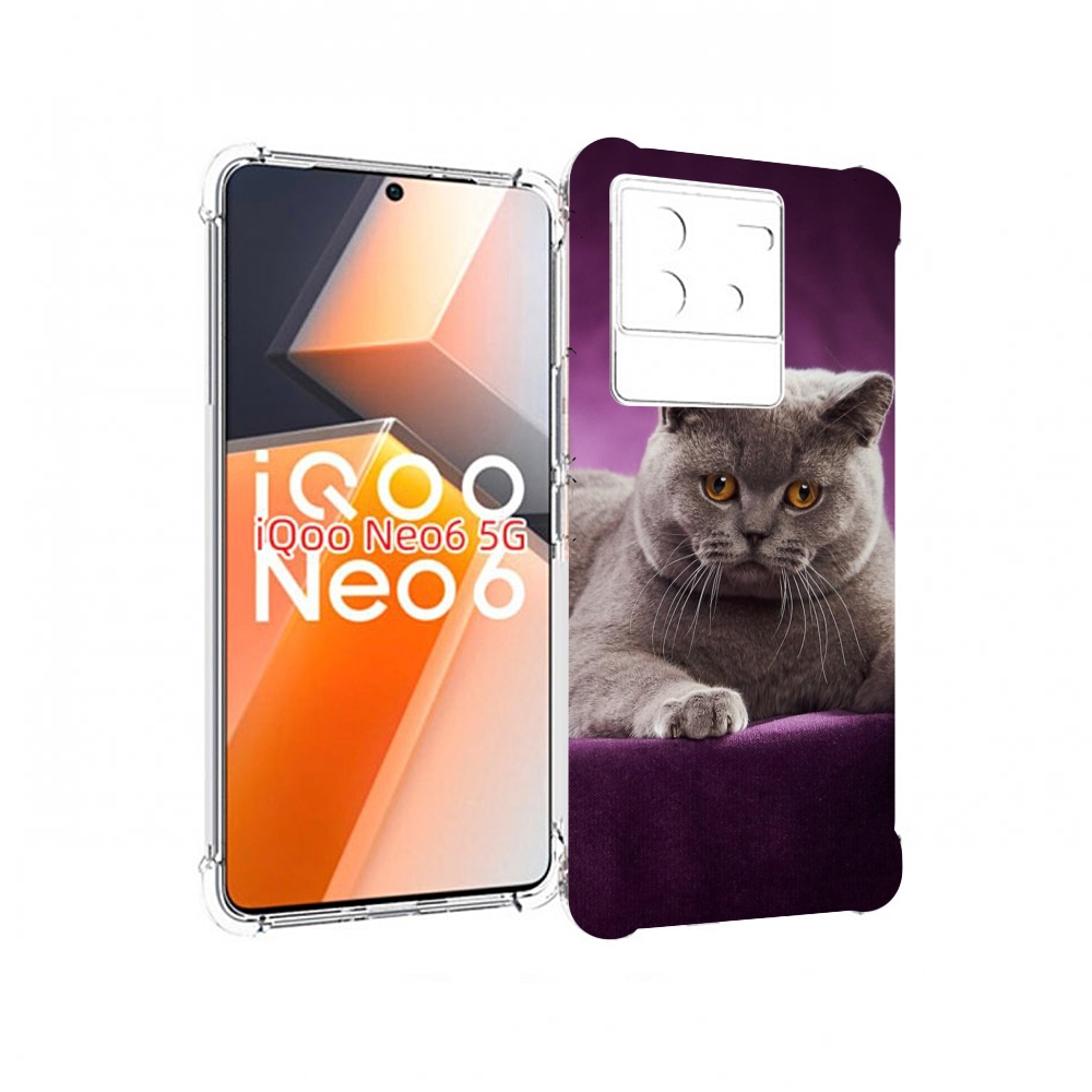 

Чехол MyPads кошка британская короткая для Vivo iQoo Neo 6 5G, Прозрачный, Tocco