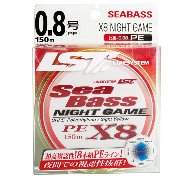 фото Леска плетеная linesystem sea bass x8 0,205 мм, 150 м, 10 кг, night game