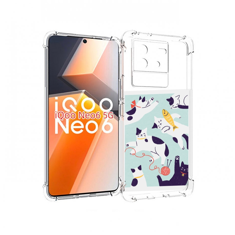 

Чехол MyPads коты-с-клубками для Vivo iQoo Neo 6 5G, Прозрачный, Tocco