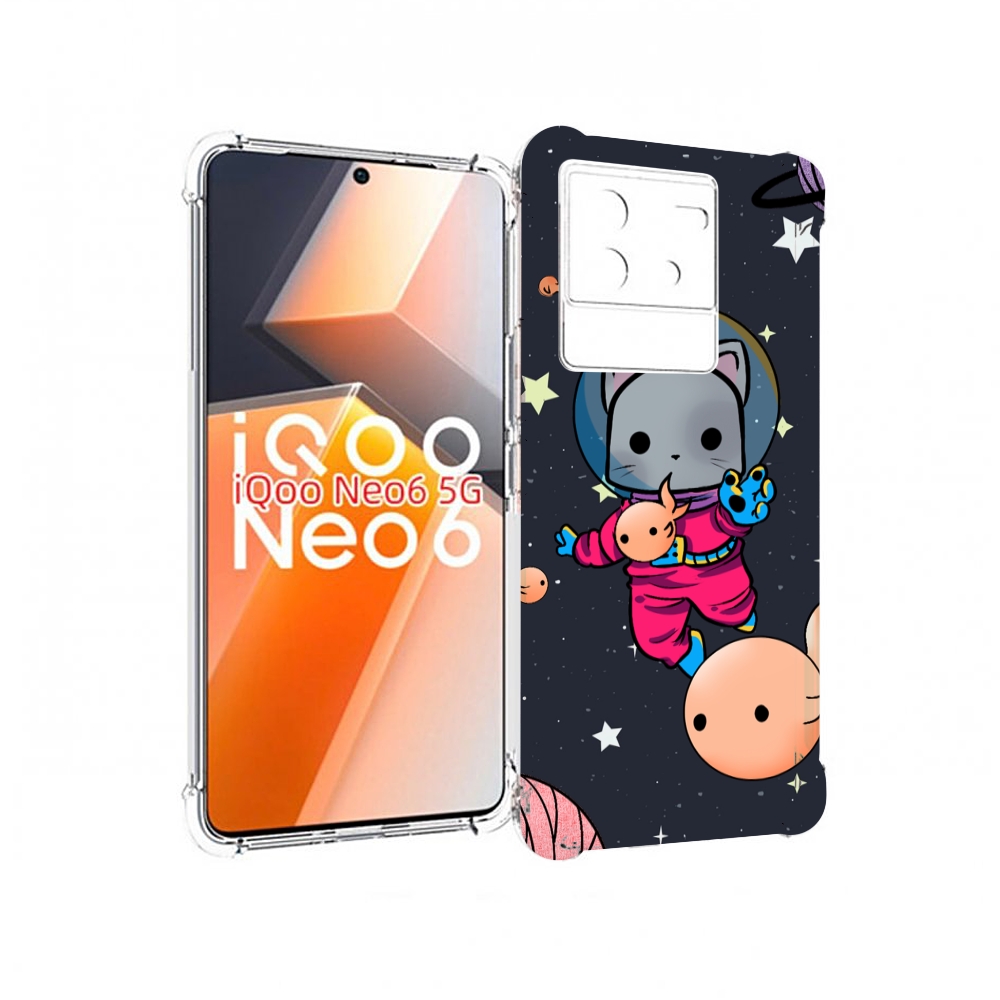 

Чехол MyPads котик-с-рыбкой-в-космосе для Vivo iQoo Neo 6 5G, Прозрачный, Tocco