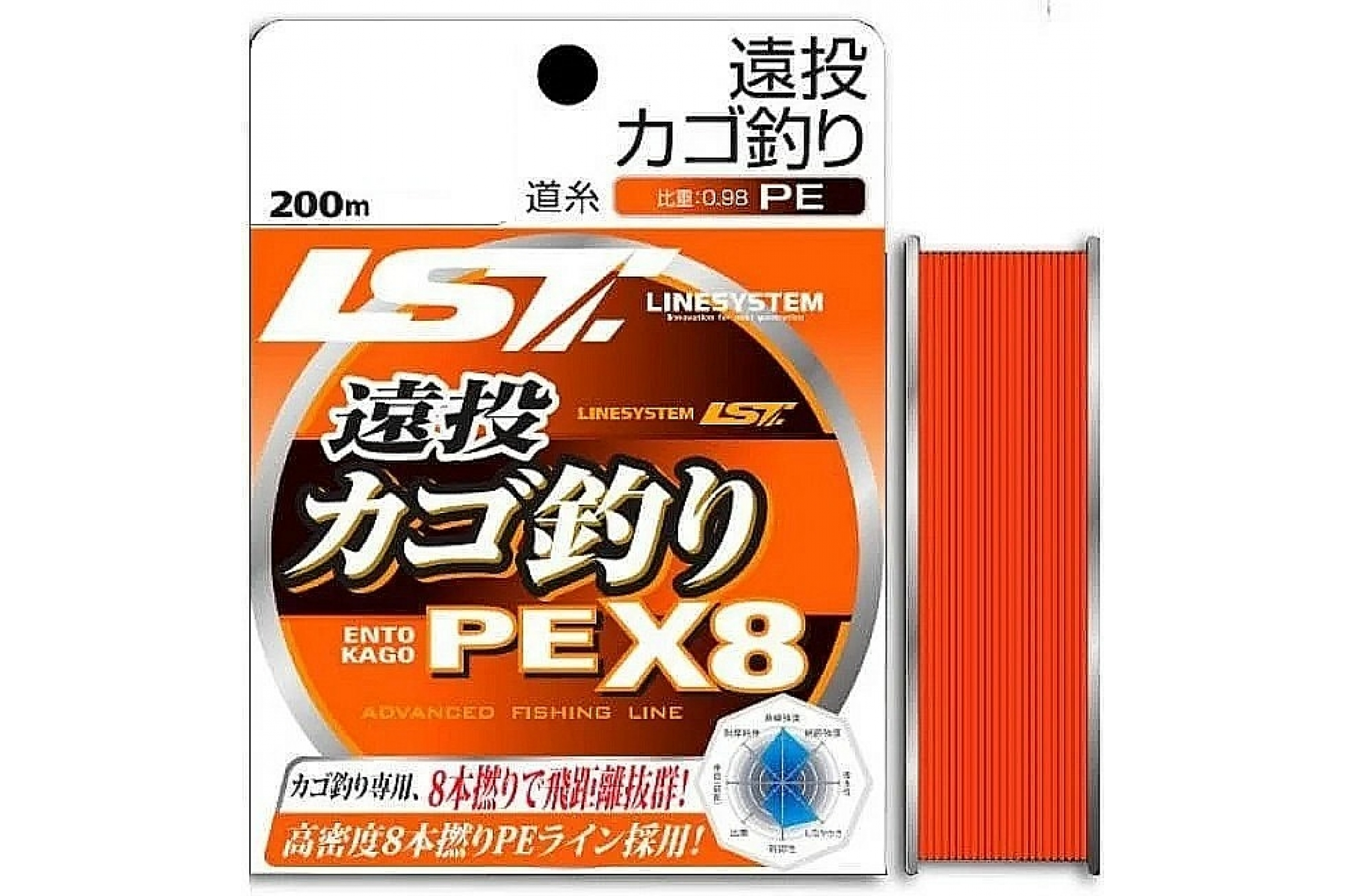 фото Леска плетеная linesystem ento kago pe x8 0,285 мм, 200 м, 18,14 кг, оранжевый