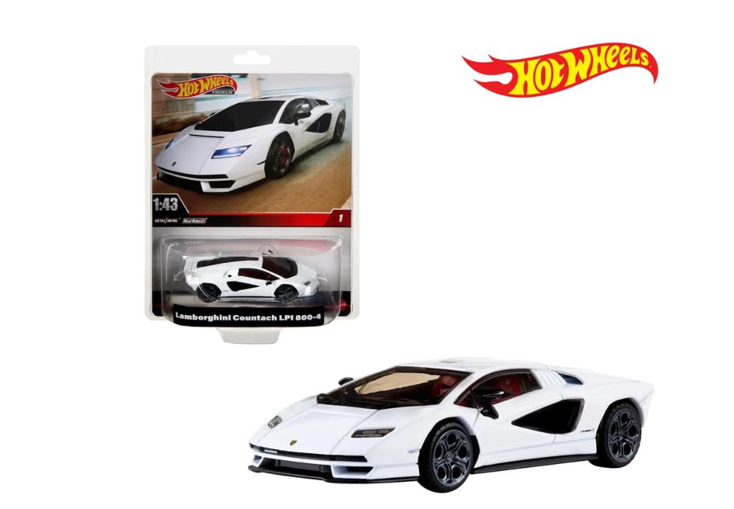 

Машина Hot Wheels Premium 1/43 Lambo Countach white, Белый, Lambo Countach