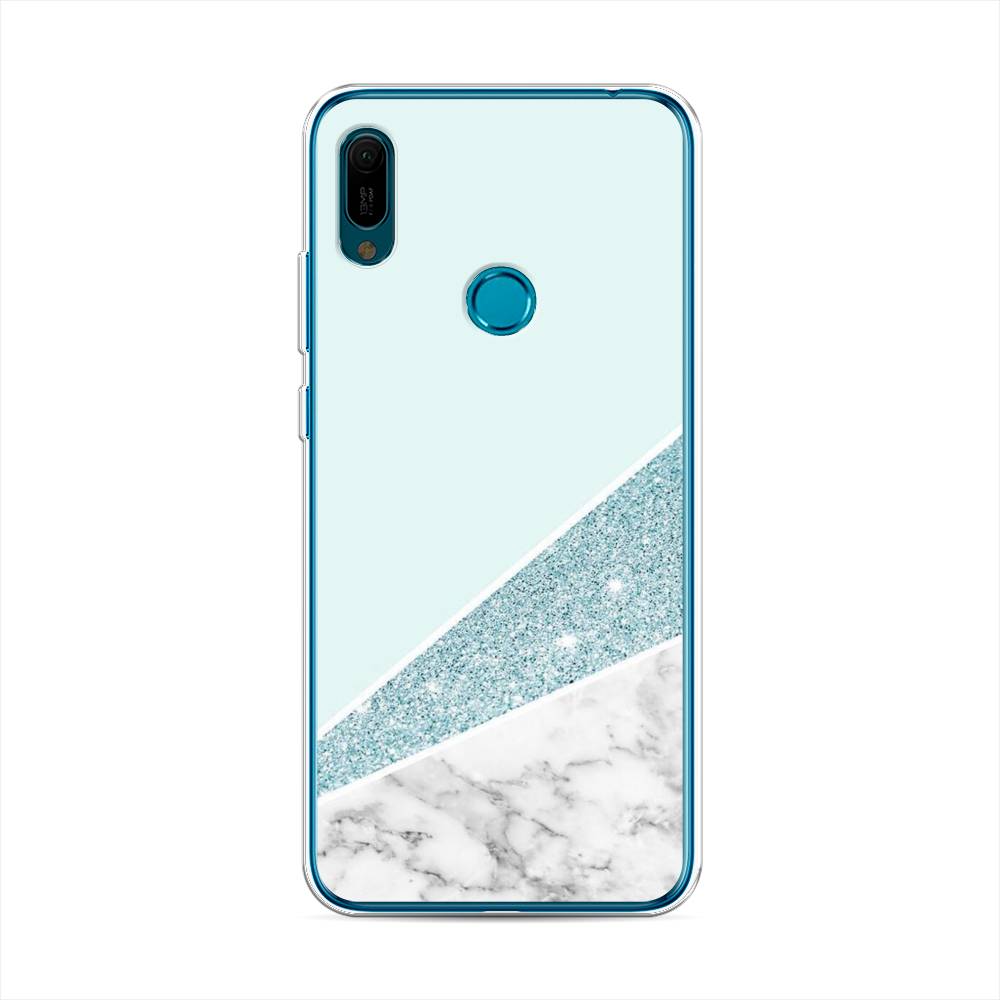 

Чехол Awog на Huawei Y6 2019 "Мрамор с голубыми блестками", Голубой;белый, 68650-3