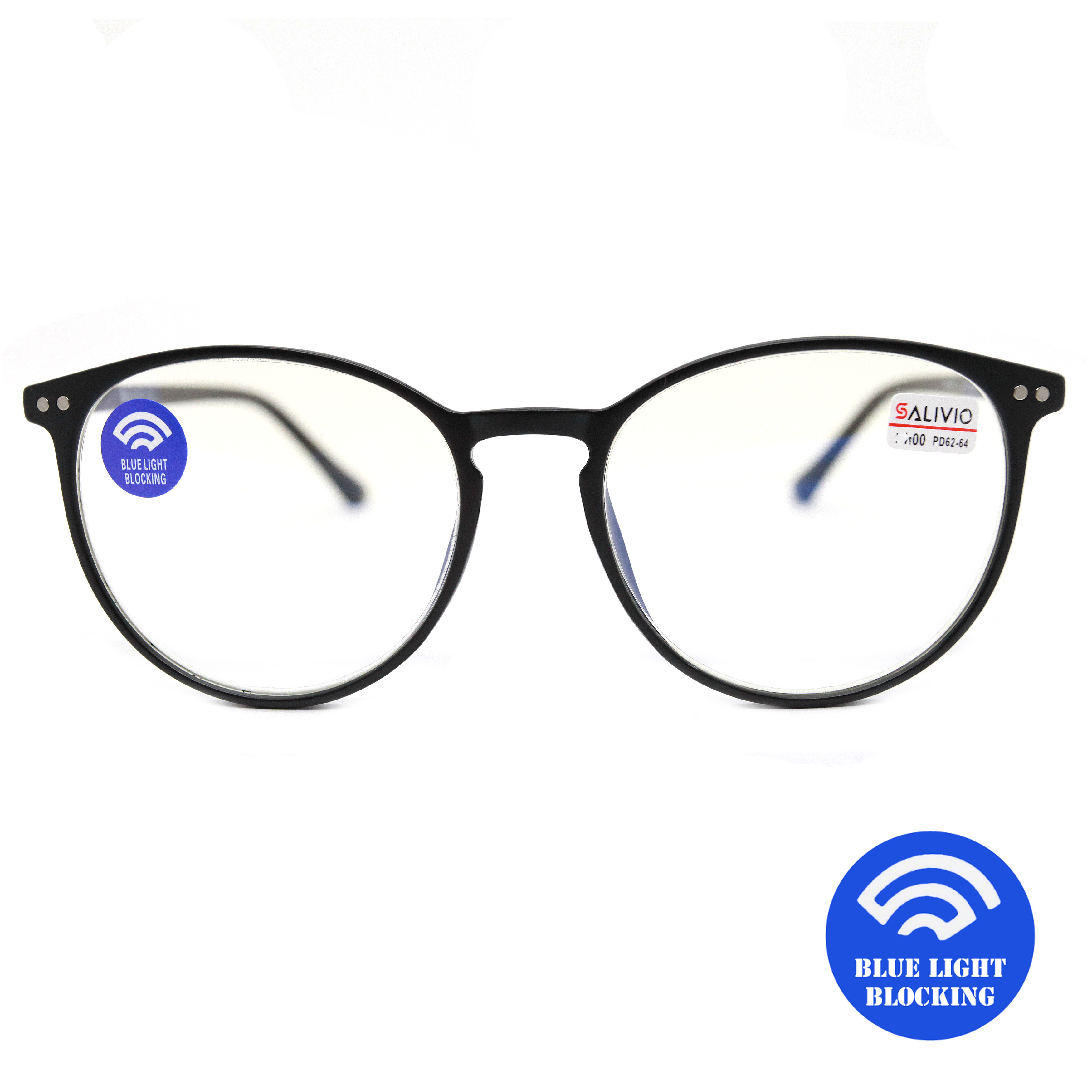 Готовые очки Salivio 0017 +2,00, без футляра, BLUE BLOCKER, черный, РЦ 62-64