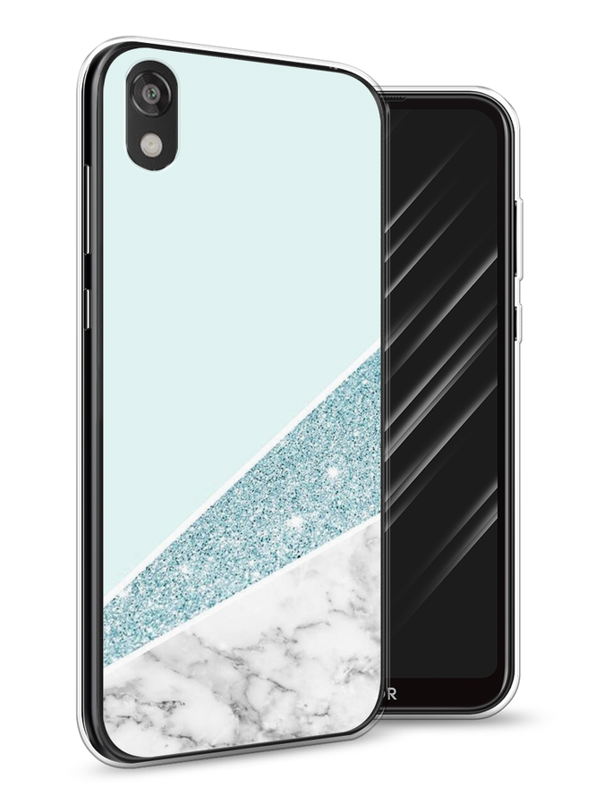 фото Чехол awog "мрамор с голубыми блестками" для huawei y5 2019