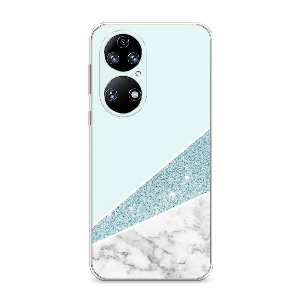 фото Чехол awog "мрамор с голубыми блестками" для huawei p50