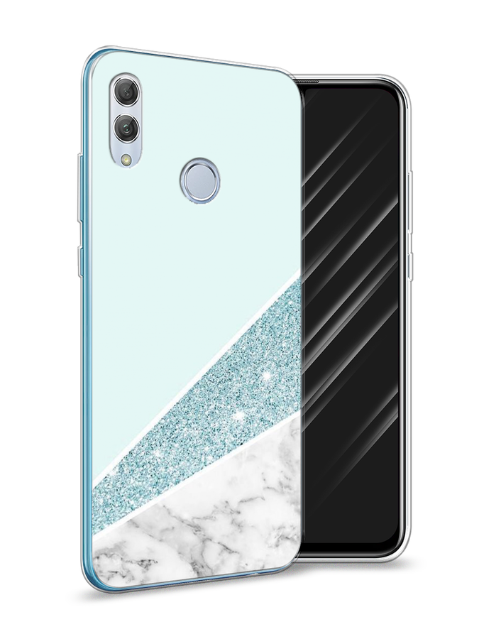 

Чехол Awog на Huawei P Smart 2019 "Мрамор с голубыми блестками", Голубой;белый, 67250-3