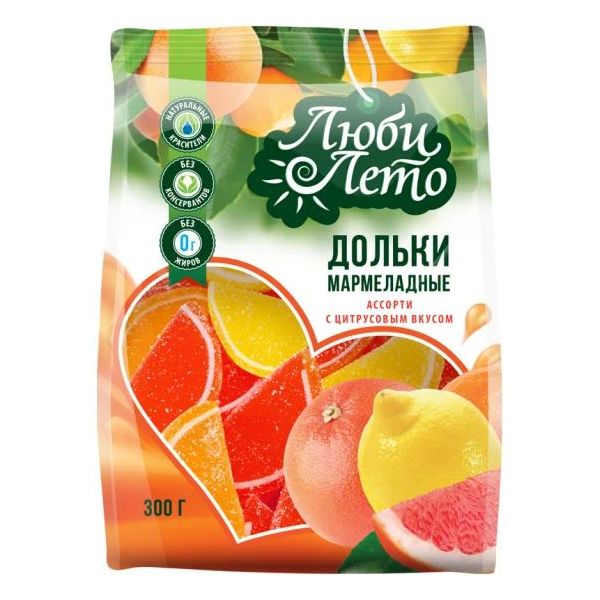 

Мармеладные дольки Люби Лето Ассорти с цитрусовым вкусом 250 г