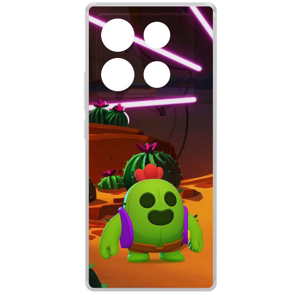 

Чехол-накладка Krutoff Clear Case Brawl Stars-Спайк для INFINIX Note 40, Прозрачный
