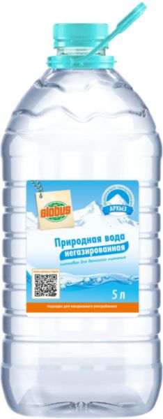 

Вода природная для детей старше 3 лет Глобус негазированная 5 л