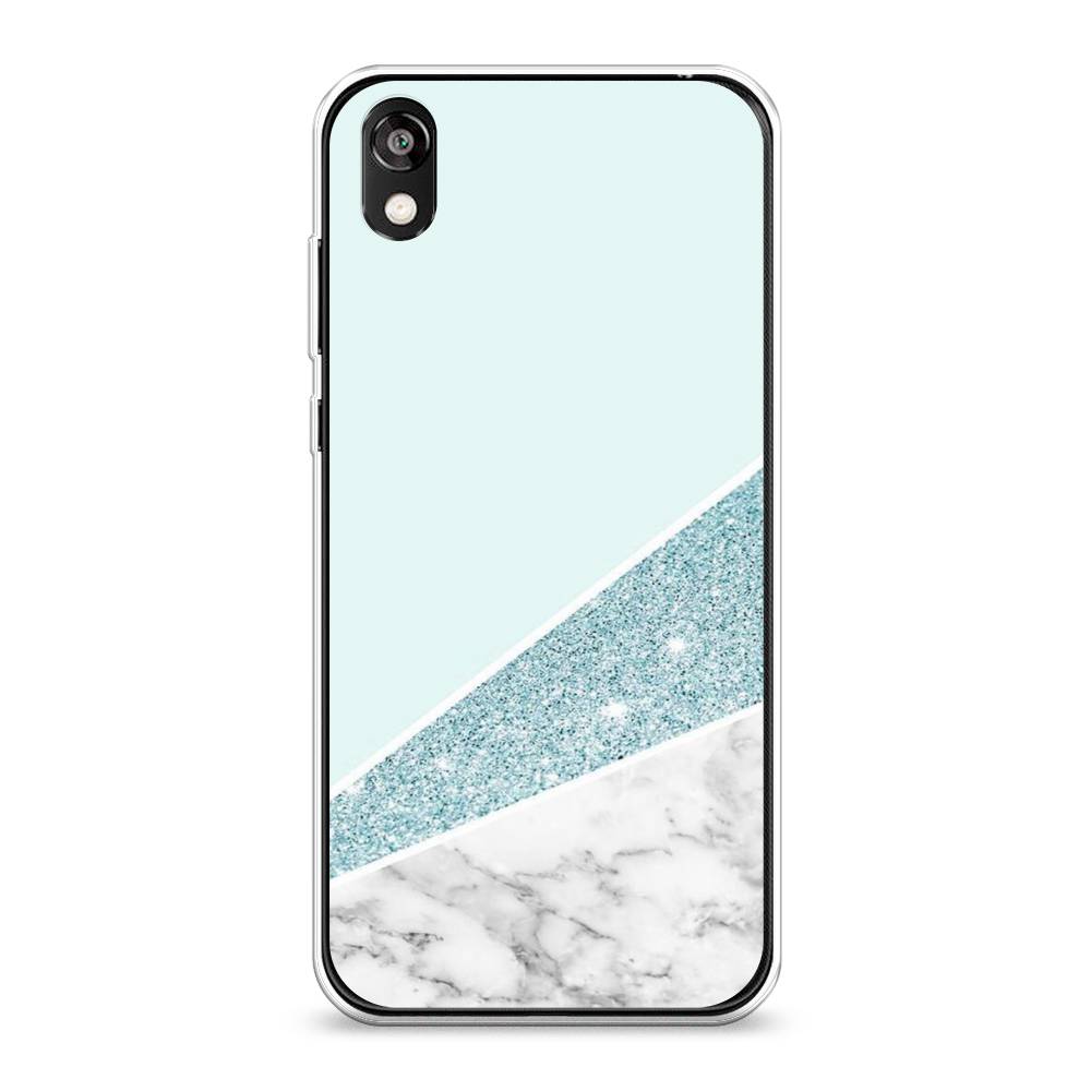 

Чехол Awog на Honor 8S "Мрамор с голубыми блестками", Голубой;белый, 69150-3
