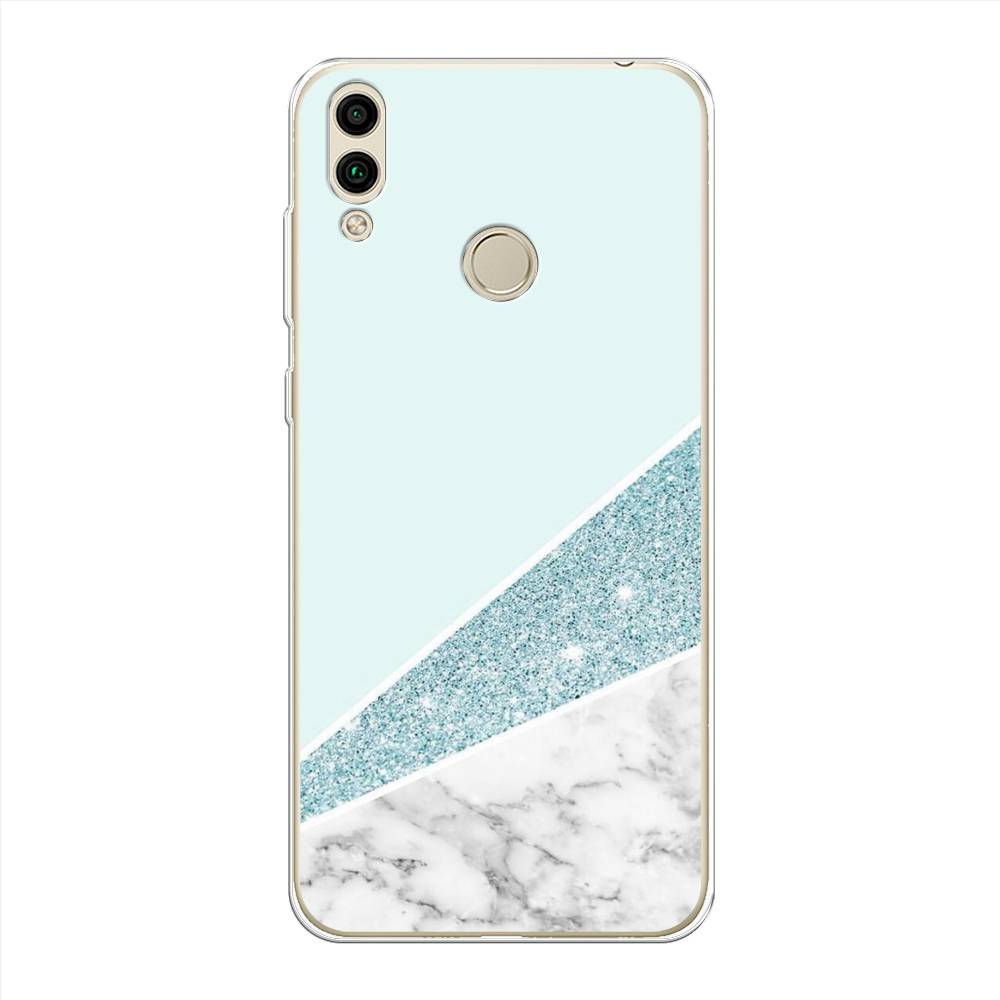 

Чехол Awog на Honor 8C "Мрамор с голубыми блестками", Голубой;белый, 67150-3