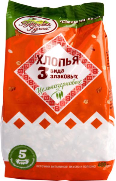 

Смесь 3 злаков Кубанская Кухня хлопья цельнозерновые 400 г