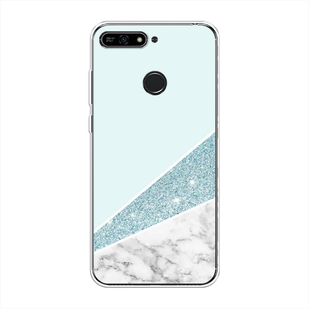 

Чехол Awog на Honor 7A Pro "Мрамор с голубыми блестками", Голубой;белый, 65450-3