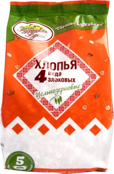 

Смесь 4 злаков Кубанская Кухня хлопья цельнозерновые 400 г