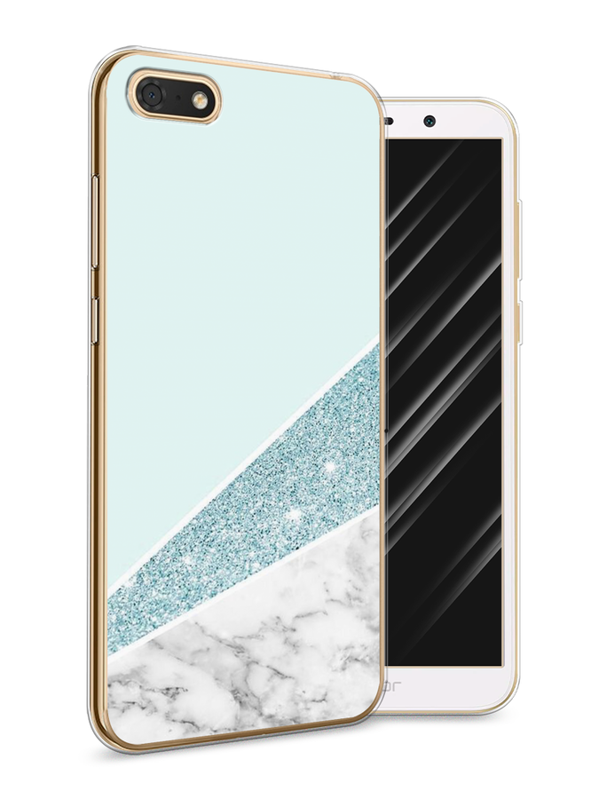 

Чехол Awog на Honor 7A "Мрамор с голубыми блестками", Голубой;белый, 65250-3
