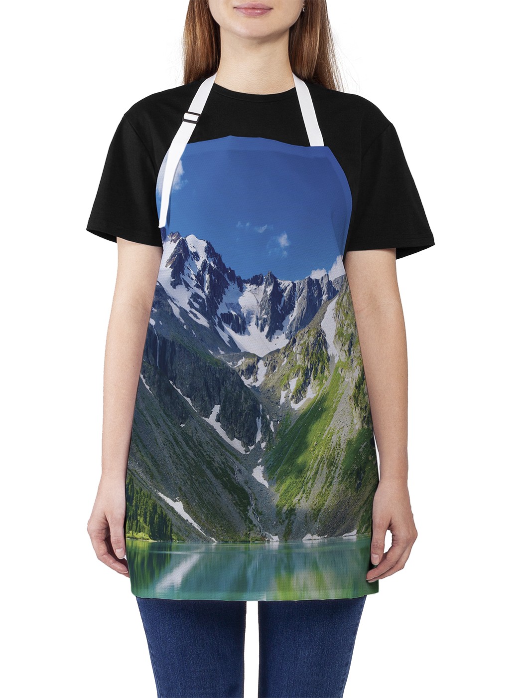 

Фартук женский JoyArty для готовки "Счастье в горах", универсальный размер, Розовый