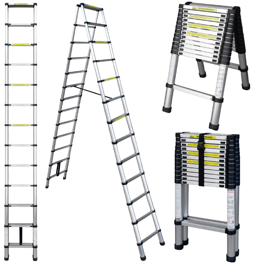 Лестница-стремянка телескопическая алюминиевая UPU Ladder UPT512 3,8 м
