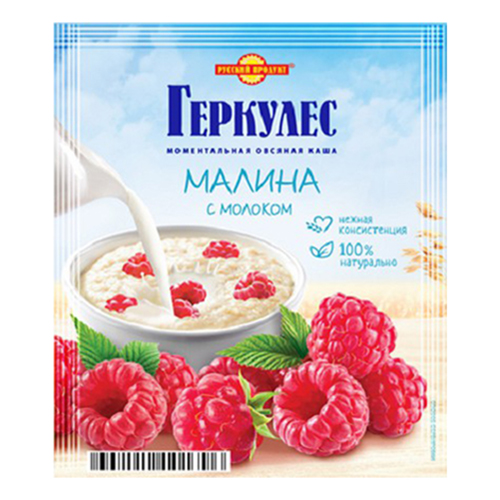 Каша Геркулес Русский Продукт овсяная Малина с молоком быстрого приготовления 35 г